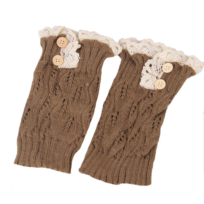 Lace Button Knit Leg Warmers Boot Cuffs Toppers Boot Socks