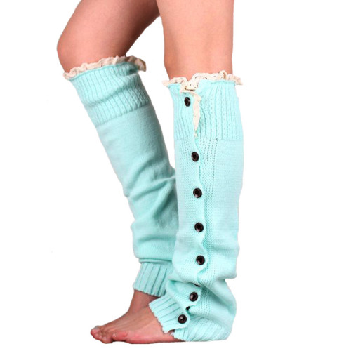 New Hot-sale Button Lace Women Leg Warmers Knitted Winter Boots Socks Cuffs Fashion Knee