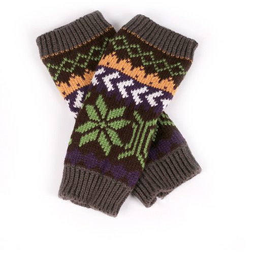 New Fashion Women Wool Knit Fingerless Snowflake Pattern Keep Warm Winter Gloves Windproof Gloves