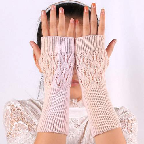Winter Warm Fingerless Knitted Gloves For Women Stretch Half Finger Arm Glove Crochet Knitting