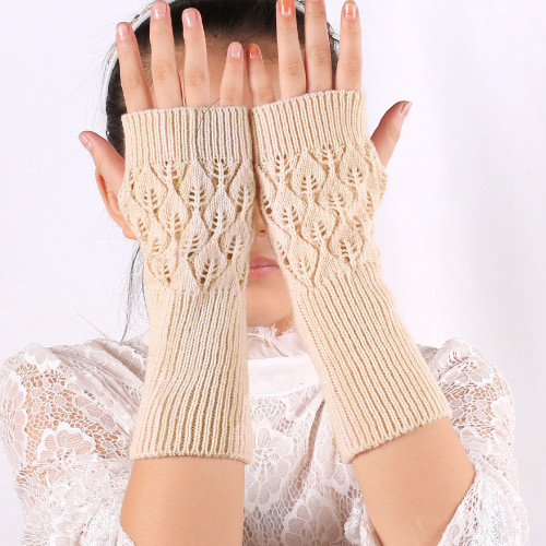 Winter Warm Fingerless Knitted Gloves For Women Stretch Half Finger Arm Glove Crochet Knitting