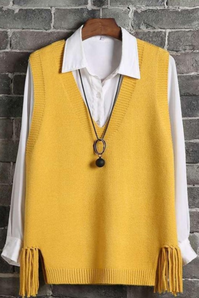 Women Sleeveless Knitted Vest Sweater Casual Sweater Elegant Solid Preppy Style Chic Vest Sweaters Poullover Top Clothes