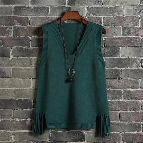 Women Knitted Elegant Solid Preppy Style Chic Vest Sweater