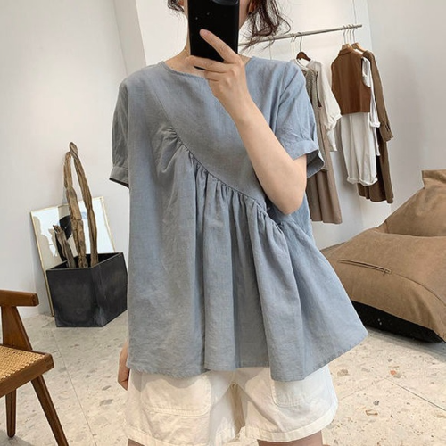 Women's Summer New Loose and Thin Half-sleeved Cotton and Linen T-shirts