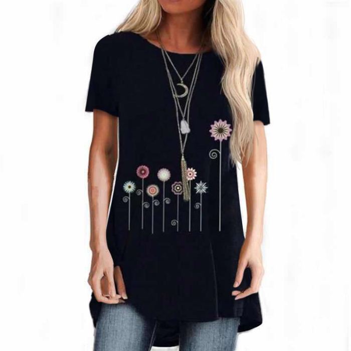 Floral Print Short Sleeve Women T-shirt 2022 New Summer Female Tee shirts Streetwear Casual Women Clothing