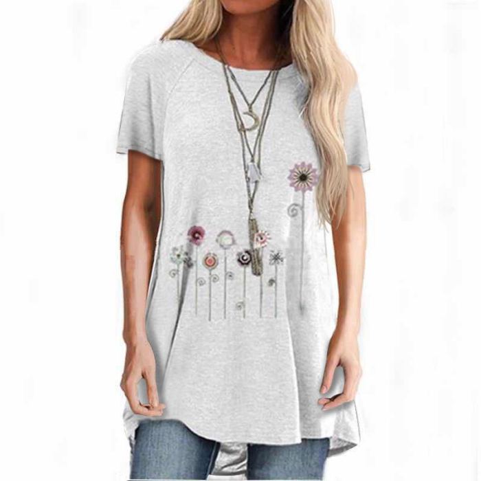 Floral Print Short Sleeve Women T-shirt 2022 New Summer Female Tee shirts Streetwear Casual Women Clothing