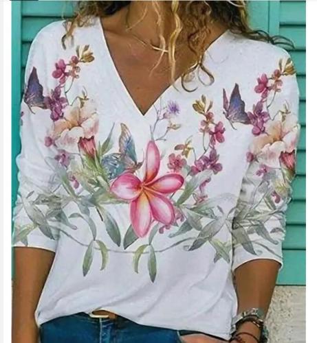 Summer New Boho Flower Print Casual Loose Blouses&Shirts