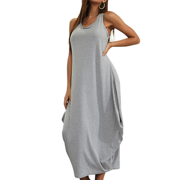 Women's Long Gray Sexy Sling Dress