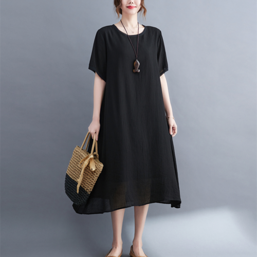New Arrival Short Sleeve Thin Soft Cozy Loose Summer Dress