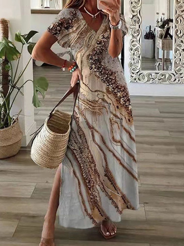 Bohemian Summer Beach Sundress Vintage Printed Loose Dress