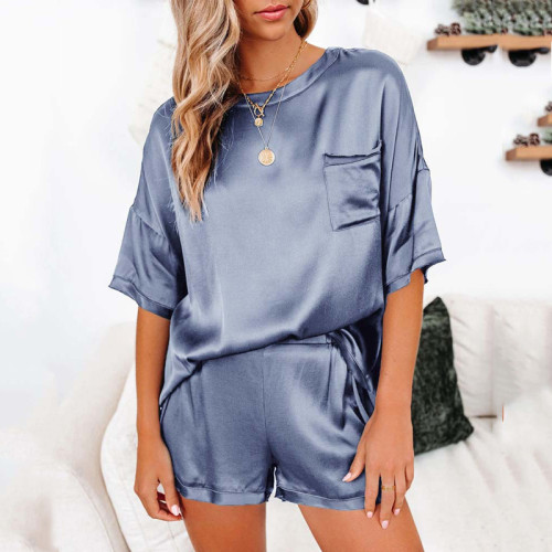 Summer Satin Pajamas Set Women Imitated Silk Pajamas