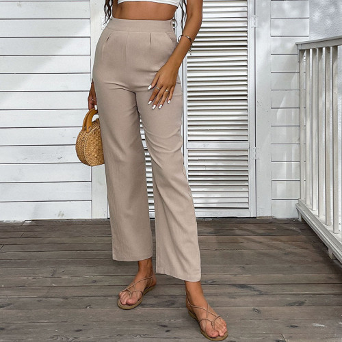 Summer Fashion Trousers For Female Womens Cotton Linen Straight Pants