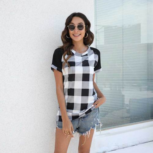 Summer Clothes For Women New Personality Casual Plaid Printing T-shirts