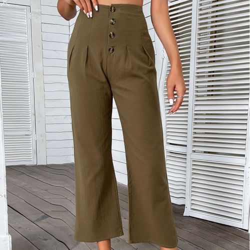 Summer Fashion Nine-point Pants High Waist Cotton Linen Slim Fit Comfortable Micro Flared Pants Women
