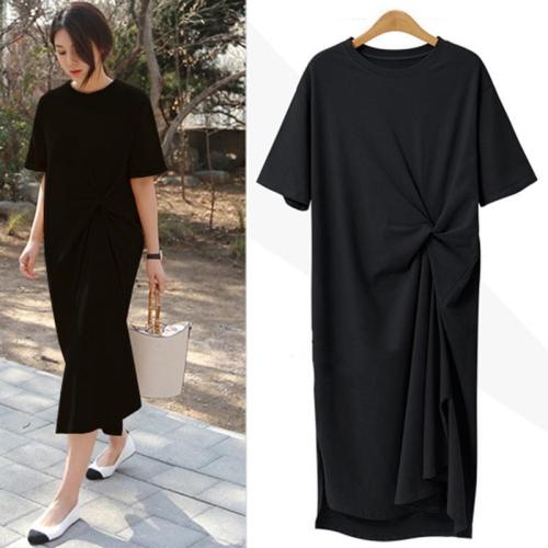 Summer Casual Korean Style Side Split Linen & Cotton Dress
