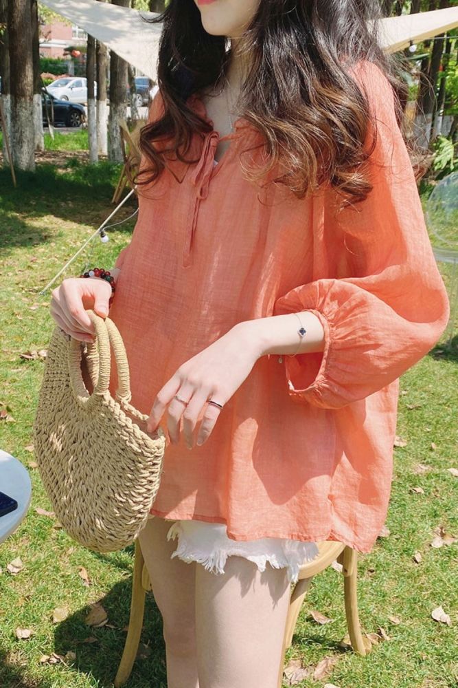 Women Loose Solid Tender Fashion Summer Blouses&Shirts
