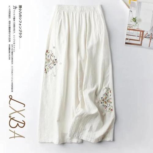 Cotton And Linen Casual Pants Women's Plus Size Summer Fashion Retro  Casual Pants