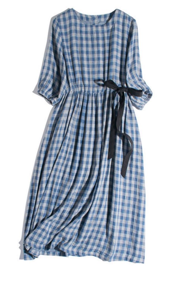Women Simple Loose Comfortable Cotton Pullover Maxi Dress
