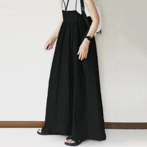 Summer Loose Sleeveless Pleats Suspender Linen & Cotton Dress