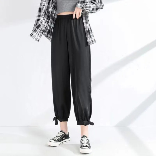 Women Korean Fashion Elastic High Waist Plus Size Baggy  Casual Pants