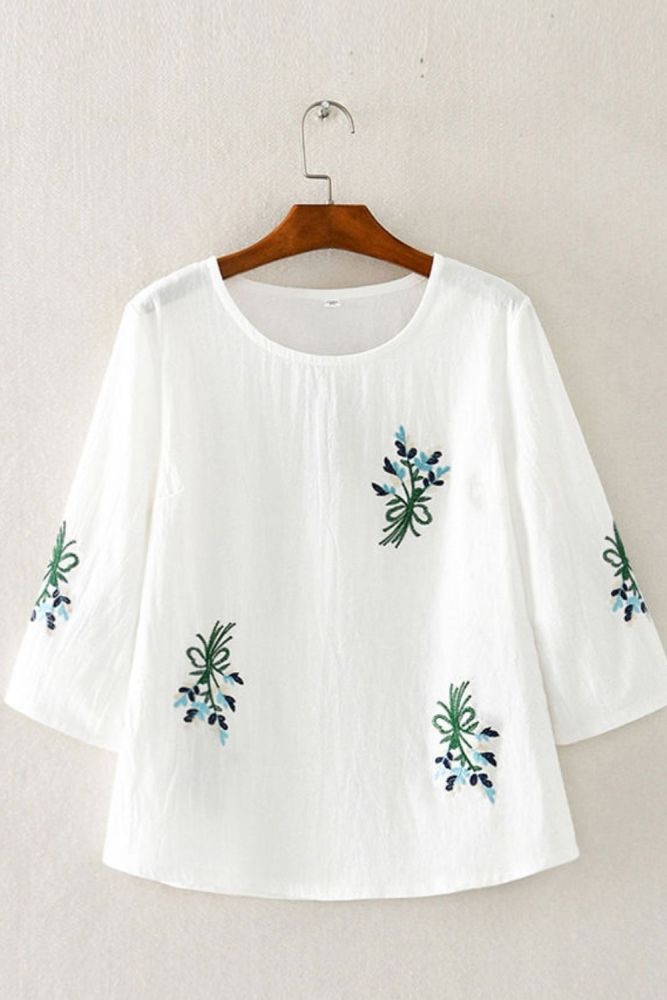 Women's Cotton Fashion Embroidery Shirts