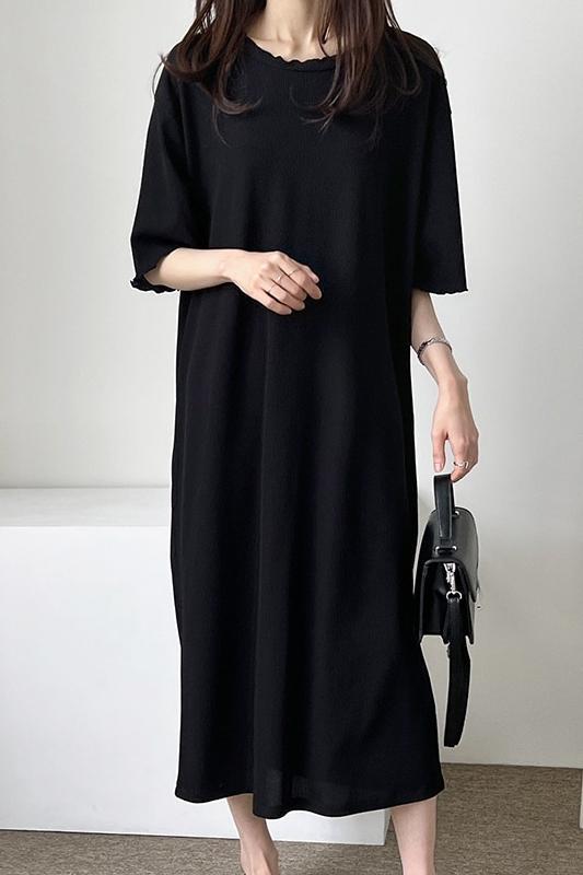 New Summer O-neck Loose Slim Solid Casual Maxi Dress