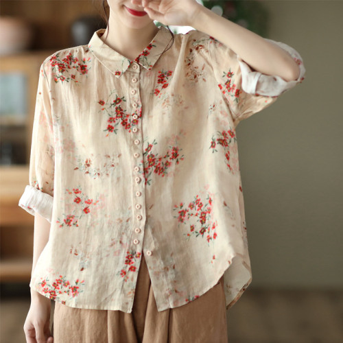 Women Loose Single-Breasted Blouses&Shirts