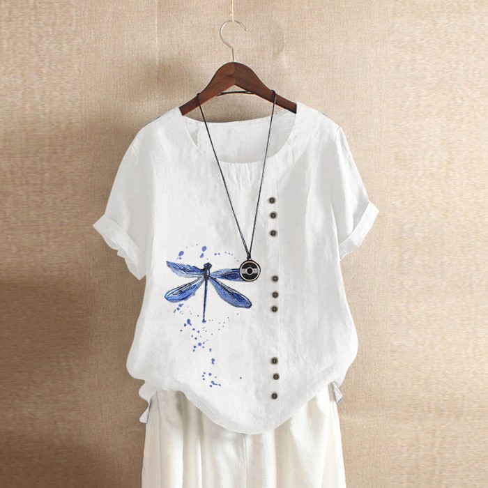 Woman Butterfly Print Harajuku Summer T-shirts