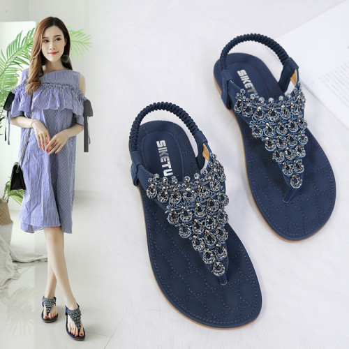 Summer Women Luxury Rhinestone Flat With Sandals