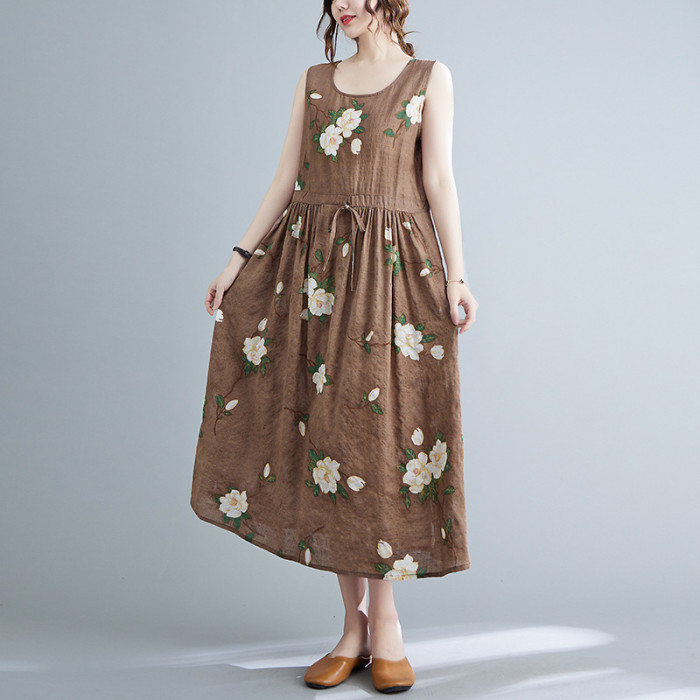 Summer Woman Sleeveless Print Maxi Dresses