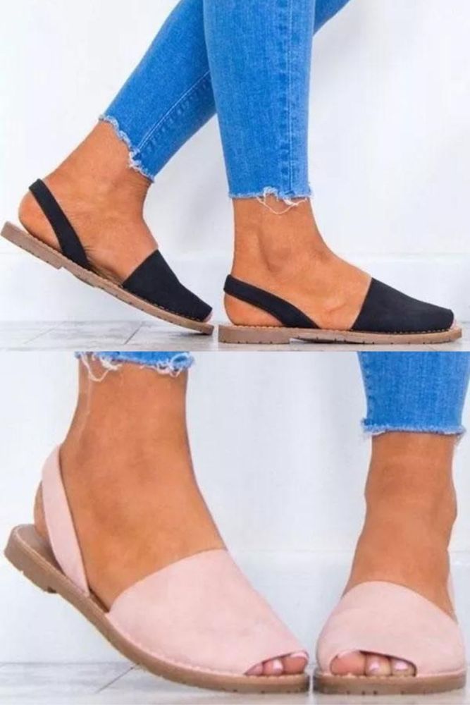 Solid Color Slip on Espadrilles Flip Flop Flats Sandals