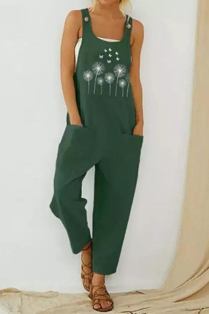 Summer Women's Printed Casual Long  Jumpsuits