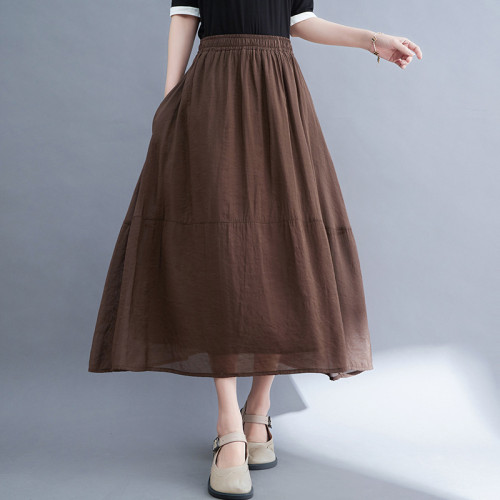 Women Vintage A-line Summer Casual Elegant Midi Skirt