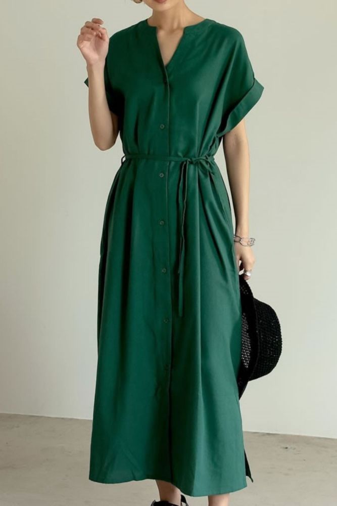 Summer New Simple Solid Linen Maxi Dress