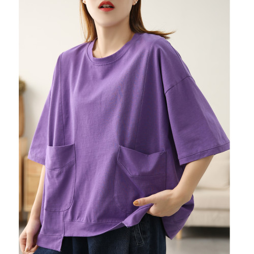 Women's Loose Oversized Irregular Solid Summer Casual T-shirt