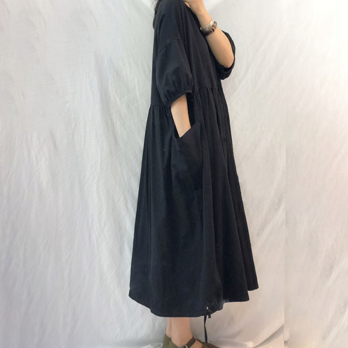 Elegant Women Summer Half Sleeve Mid-Calf Maxi Dress