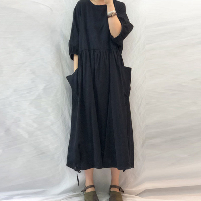 Elegant Women Summer Half Sleeve Mid-Calf Maxi Dress