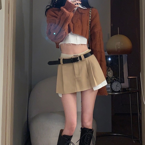 Y2K Crop Patchwork High Waist Sexy Pleated Mini Skirt