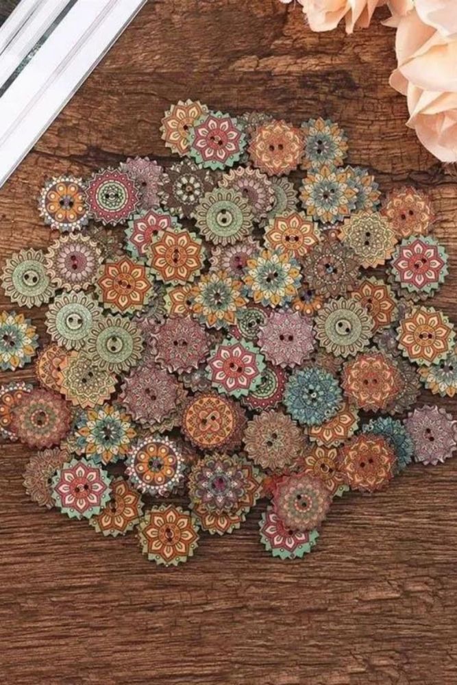 Bohemia Printed Wooden Sewing Buttons