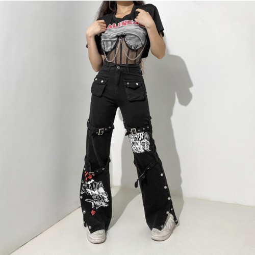Women Y2k Cargo Big Pockets Vintage Jeans