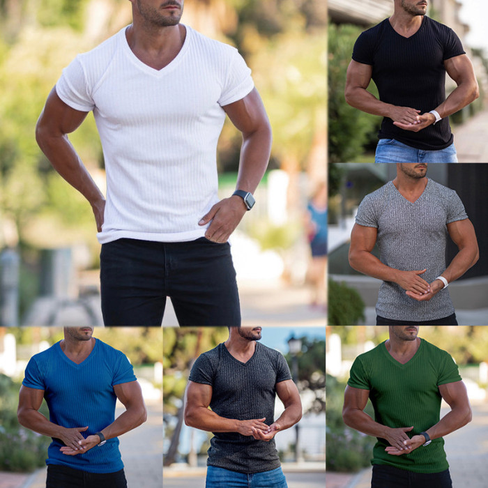 Men's V-Neck Short Sleeve Top T-shirt