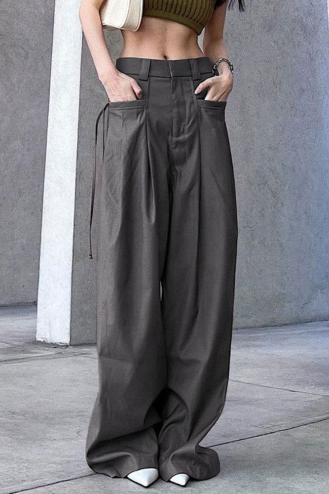 New Casual Loose Patchwork Waist Baggy Chic Y2K Pants