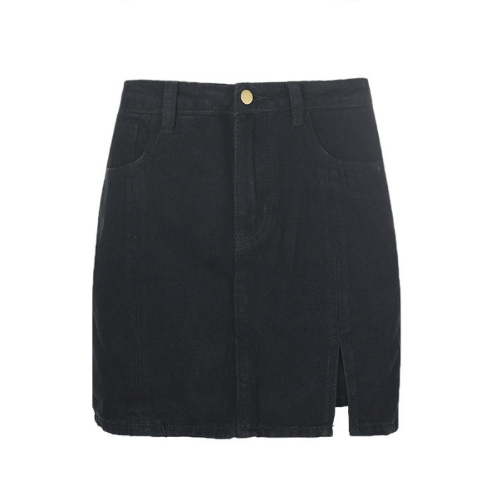 Y2K High-waisted Mini Slim Jenas Slit Skirt