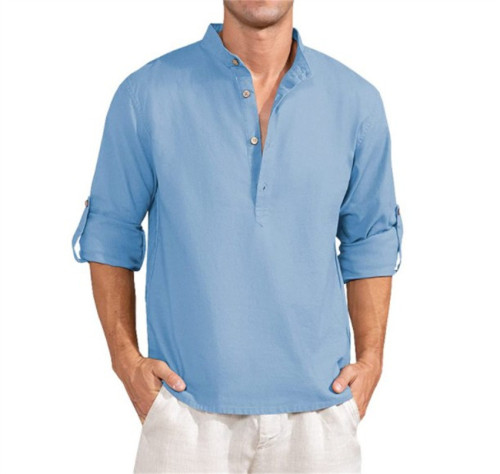 Men's Cotton Linen Long-sleeved Loose Large Size Shirts
