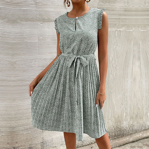 Elegant Chic Ruffles Knee Length Casual Print Dress