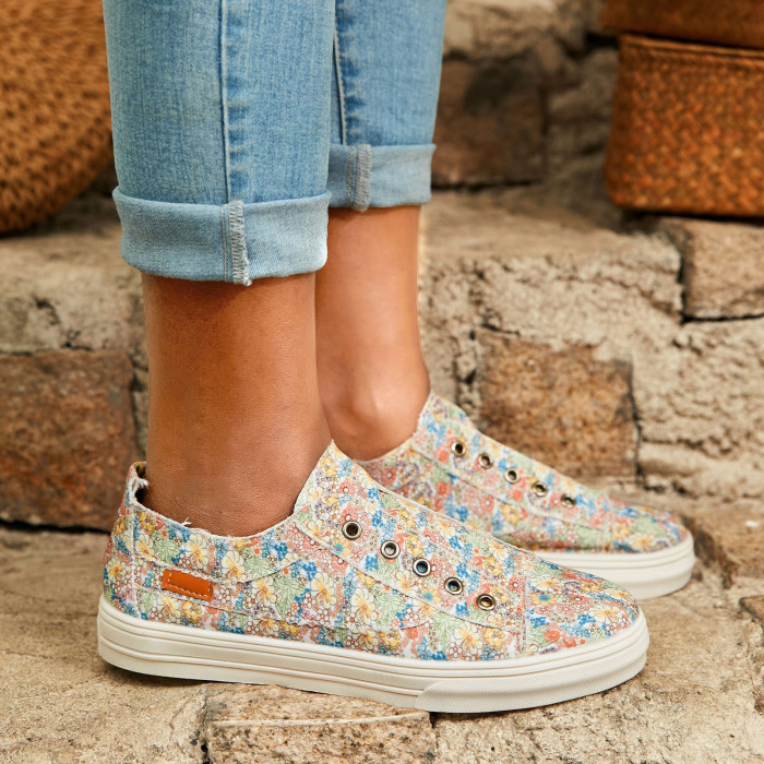 Women Flat Floral Soft Sole Breathable Casual Canvas Shoes