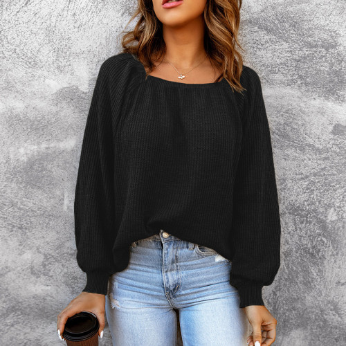 Women Puff Sleeve Square Neck Casual Tops