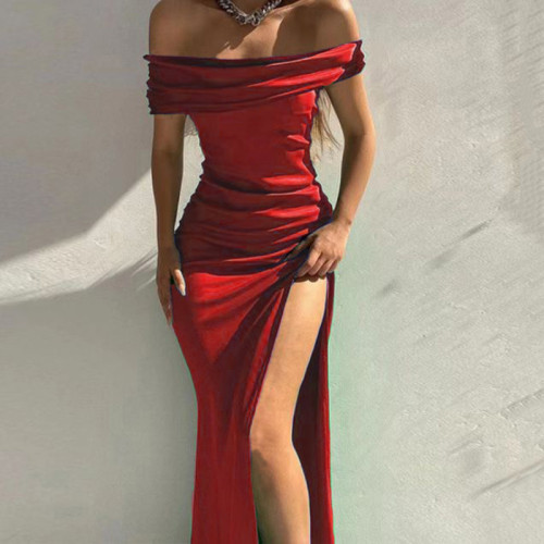 Elegant Split Sexy Satin Club Party Dress