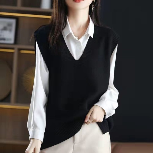 Women All-Match Large Size Loose  Pure Knitted Vest
