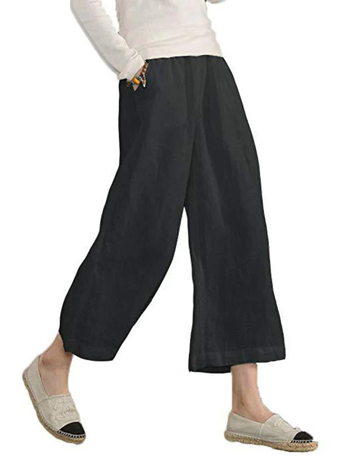 Cotton Linen Wide Leg Pants for Women